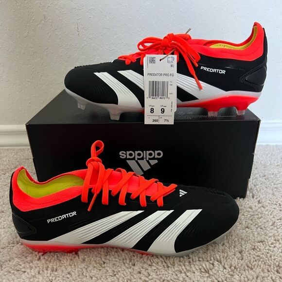Adidas Predator 24 Pro FG Soccer Cleats Black Solar Red - Picture 1 of 11